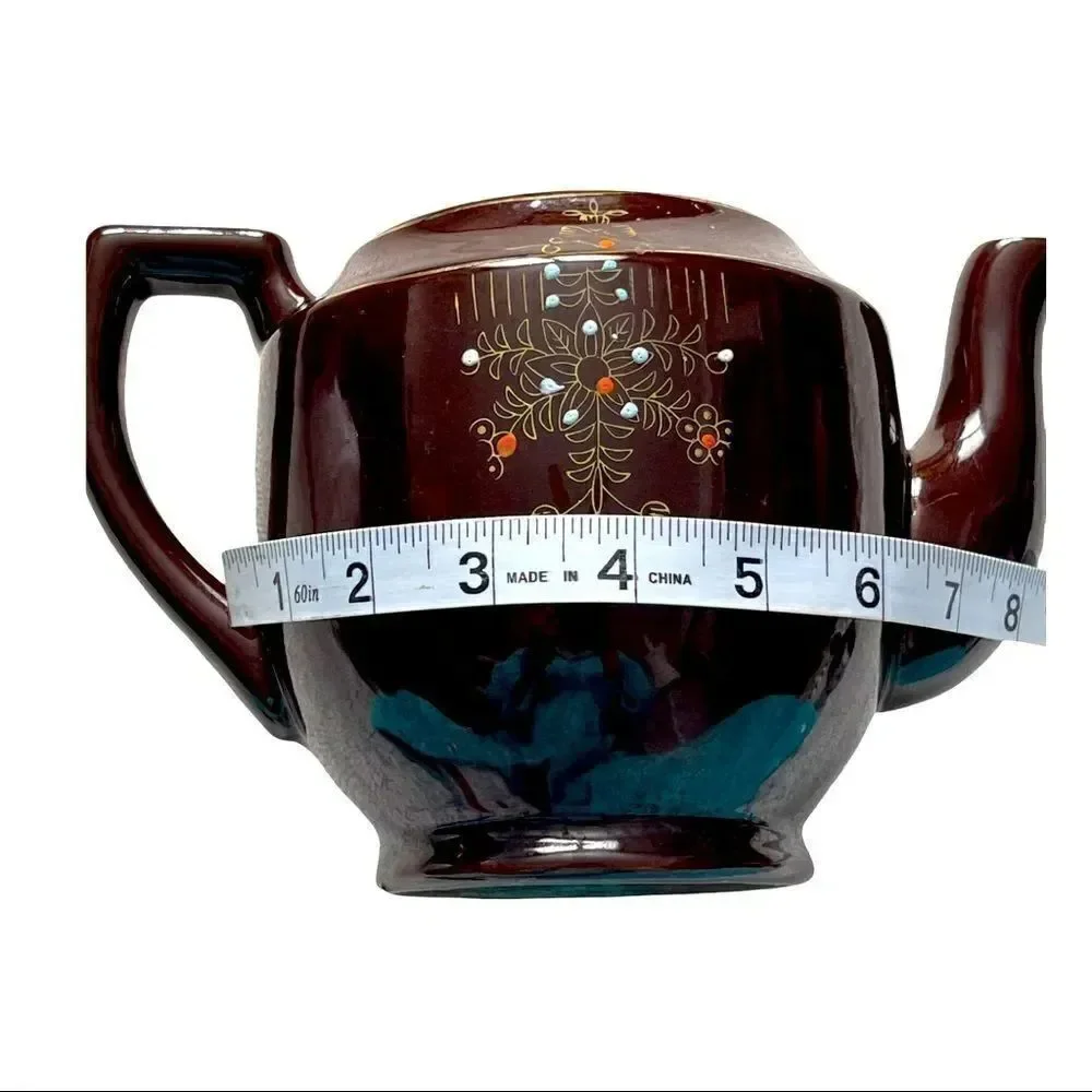Japan 1940’s Vintage Moriage Brown Teapot LARGE